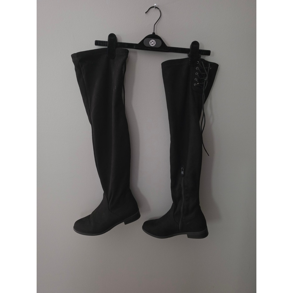 Dream Pairs Black Faux Suede Over The Knee Thigh High Flat Boots Women Size 6